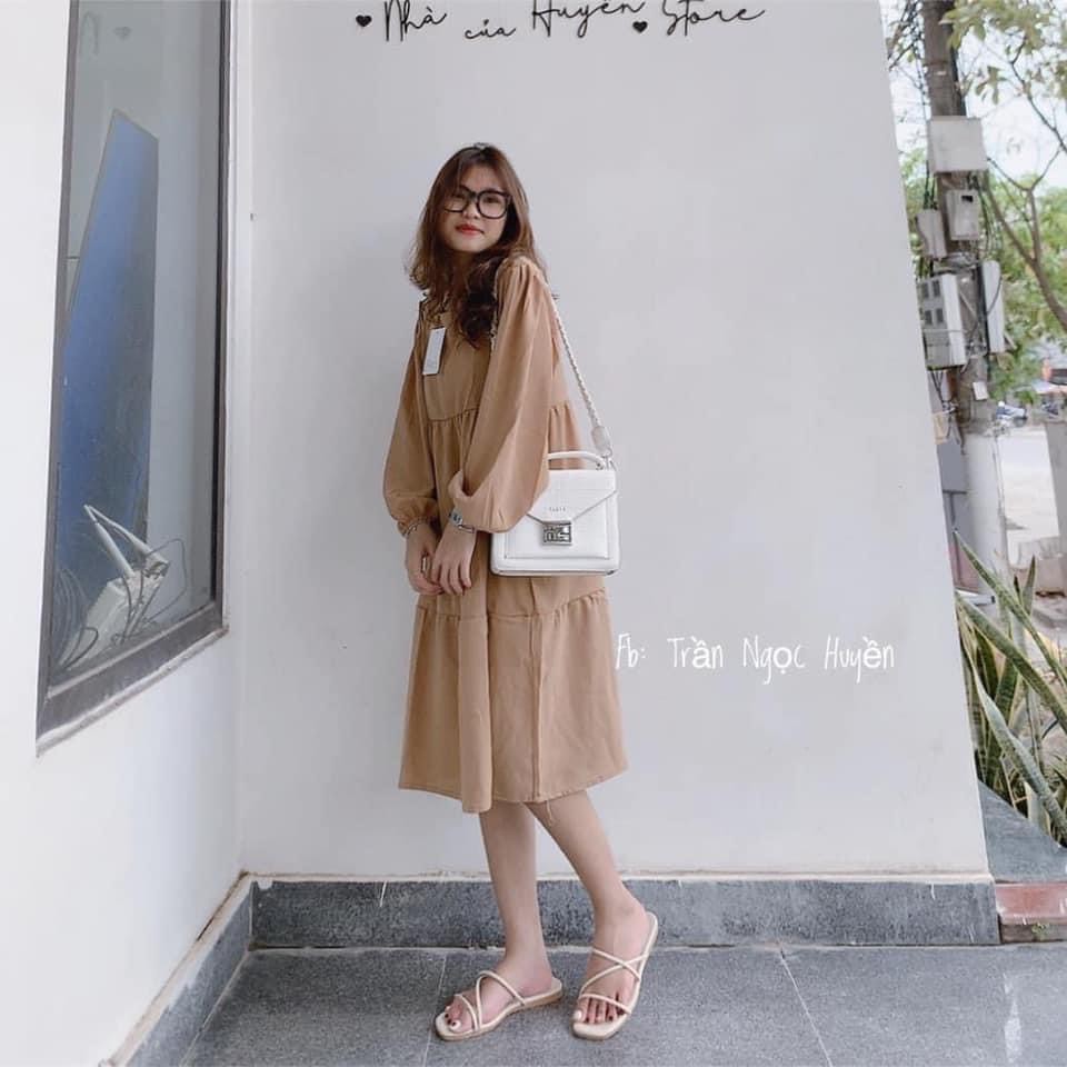 [RẺ VÔ ĐỊCH] Đầm Váy Dài Babydoll Nhún Bèo Tầng Cổ Vuông (Kèm Ảnh Thật)