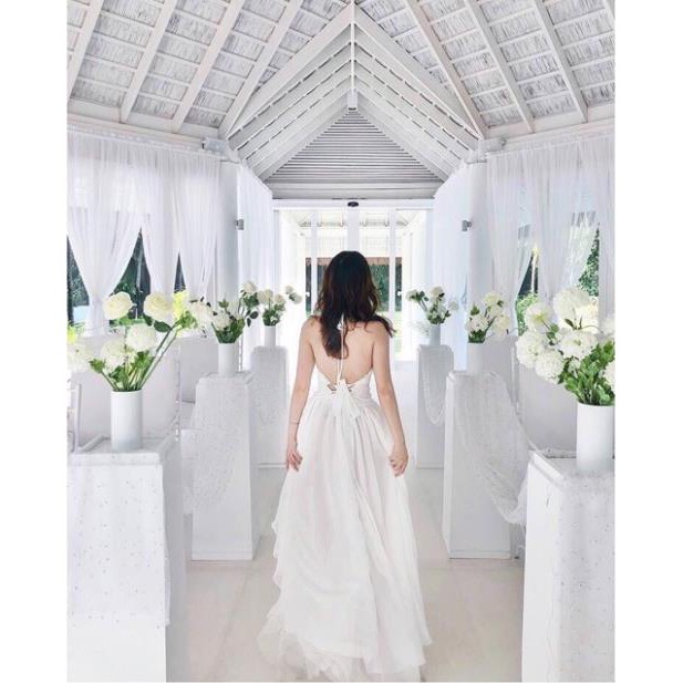 [FLASHSALE] Đầm trắng thiết kế xoè tầng cô dâu tiệc prom dạ hội, váy hai dây công chúa du lịch boho (hình thật)  ྇