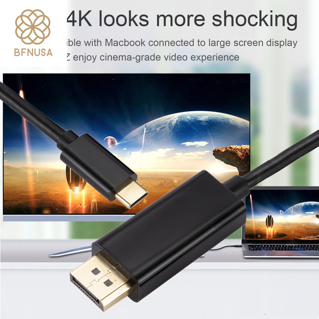 Dây Cáp Chuyển Đổi Usb 1.8m 4k Usb 3.1 Type-C Sang Dp Cho Máy Tính