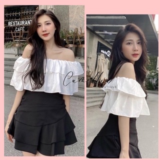 Sét Áo Trễ Vai Bèo Nhún + Chân Váy