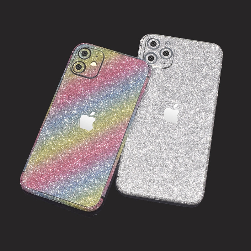 Miếng dán phim bảo vệ Glitter Powder cho iPhone 11 Pro Max Vỏ bảo vệ da chống xước toàn thân cường lực