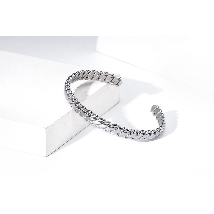 Vòng tay titan kiểu xoắn dạng cuff không gỉ CF04