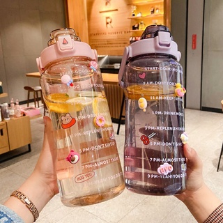 Bình Đựng Nước 2L , 0,5L ( Lít ) Dễ Thương Cute Có Vạch Báo Giờ Uống Nước 2000ml , 500ml