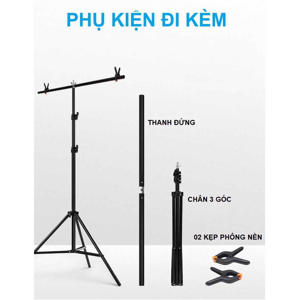 Khung giá treo phông nền chữ T chụp ảnh sản phẩm - Phông PVC trắng