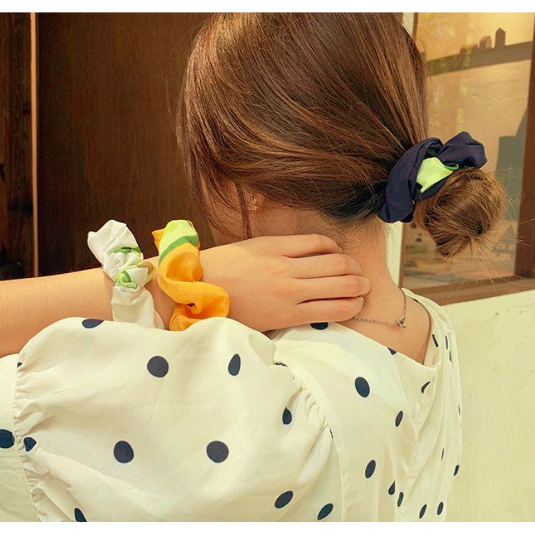 SCRUNCHIES BƠ CUTE, CỘT TÓC VẢI THỜI TRANG NỮ GIÁ RẺ