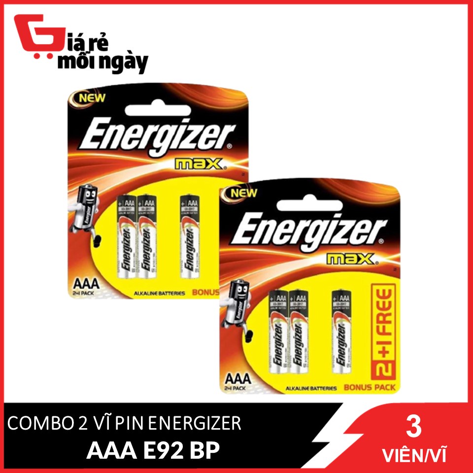 COMBO 2 Vĩ Pin Energizer Max AAA E92 BP (Vĩ 2 + 1 Pin)