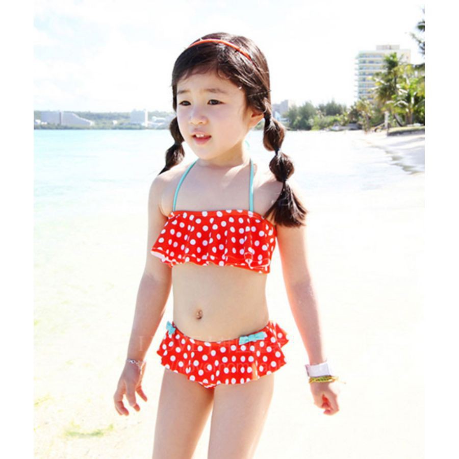 Bộ Đồ Bơi Bé Gái 2 Mảnh Viền Bèo Dễ Thương Nhiều Màu Đáng Yêu Size Từ 10kg Đến 30kg BB008