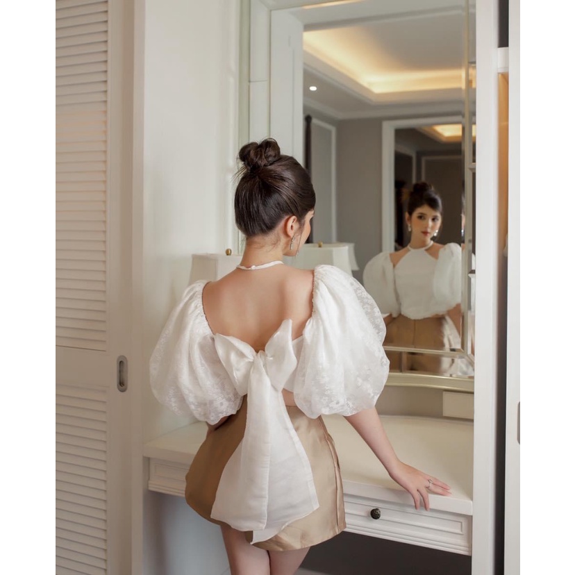 SÉT ÁO REN QUẦN TAPTA KIỂU TIỂU THƠ DỰ TIỆC SANG CHẢNH PU