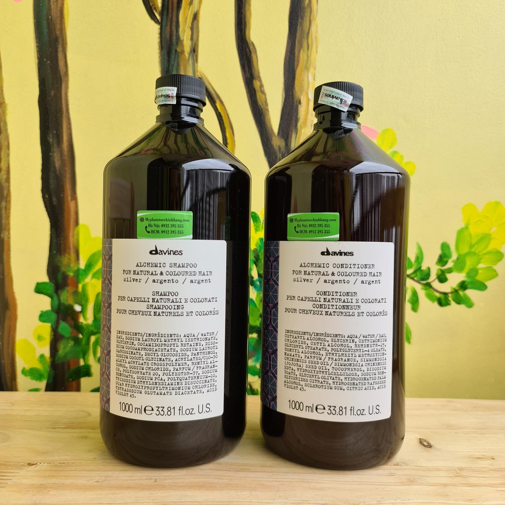 DẦU GỘI XẢ DAVINES ALCHEMIC SILVER CHO TÓC NHUỘM XÁM BẠC 1000ML*2