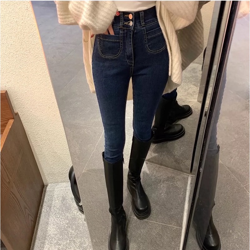Quần Jean Ôm Nữ TOPSHOP Skinny co dãn Quảng Châu hai nút túi tròn
