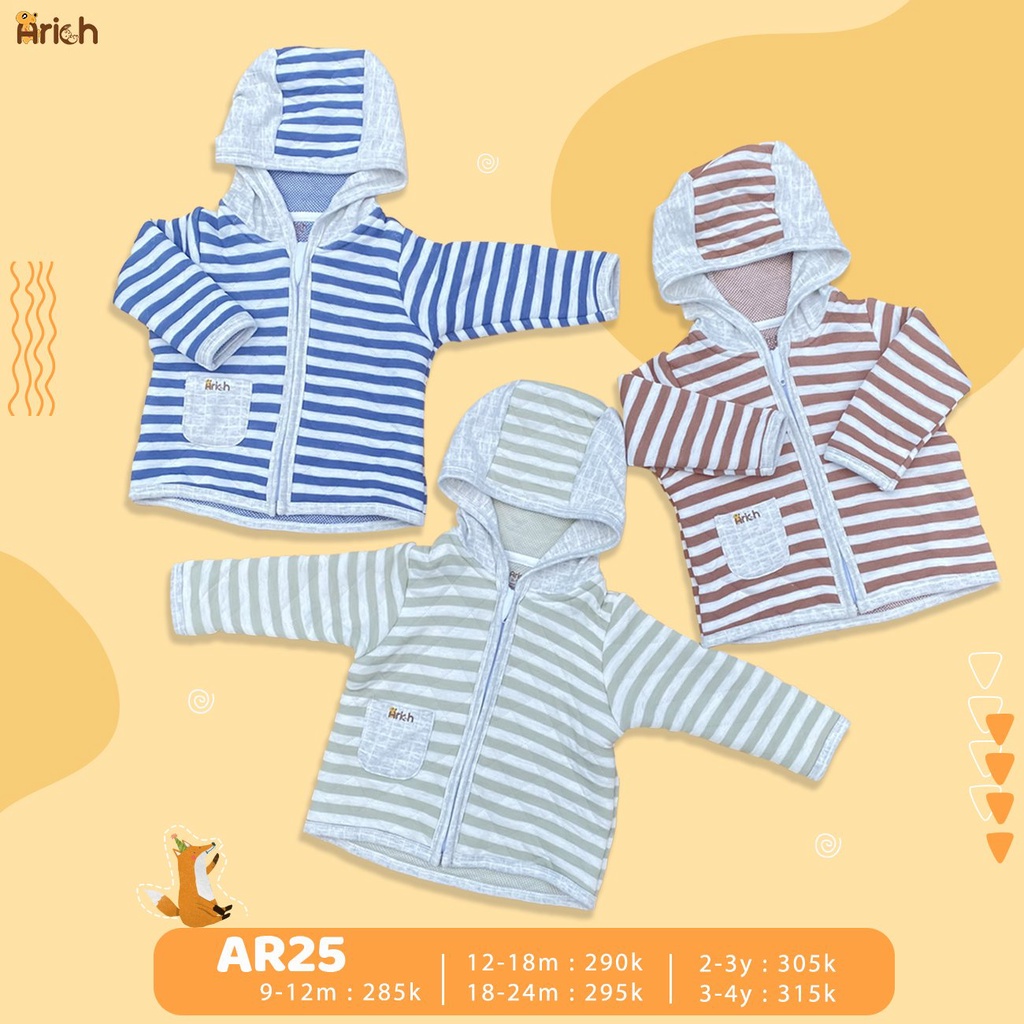 Áo khoác chần bông vải sợi tre cao cấp Arich sizs 9M-4Y