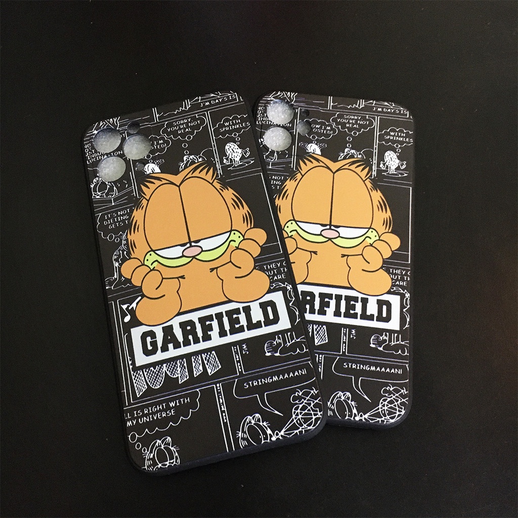 Ốp lưng iphone cạnh vuông Mèo Garfield bảo vệ ip 6/6s/6splus/7plus/8plus/X/Xs/XsMax/11/11pro/promax – Mario Case