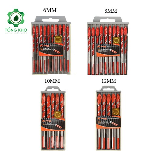 Mũi khoan đa năng 2 cạnh chân tam giác Kapusi cao cấp 12mm 10mm 8mm 6mm phù hợp khoan nhiều chất liệu