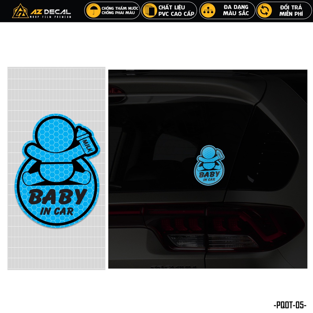 Tem Phản Quang Ô Tô Baby In Car | PQOT-05 | Decal Dán Kính Sau Kính Lái Cửa Sau Cửa Trước Xe Hơi Oto Taxi ...