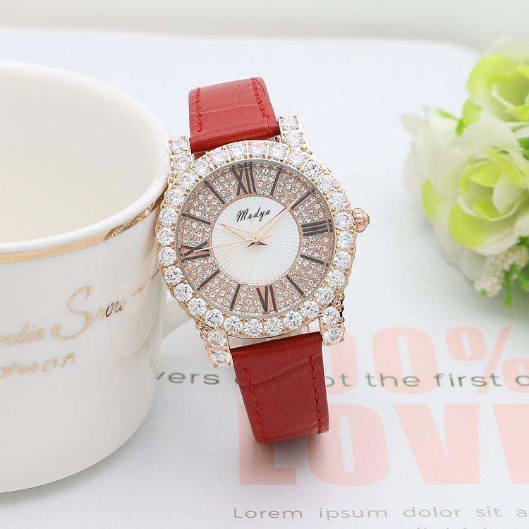 Đồng hồ nữ Modya MDA02 dây da mặt viền xoàn đính đá cực đẹp | BigBuy360 - bigbuy360.vn