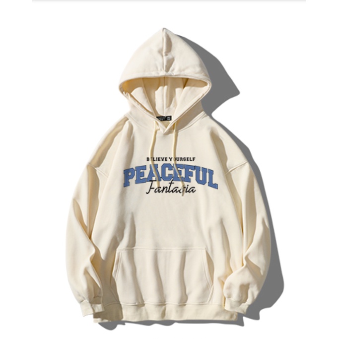 Áo Hoodie Nỉ Phối Mũ Trùm Đầu 2 Lớp Chữ Ngực PEACEFUL Lịch Sự - Phong Cách Thời Trang Hàn Quốc Thoải Mái UNISEX ZANGZANG