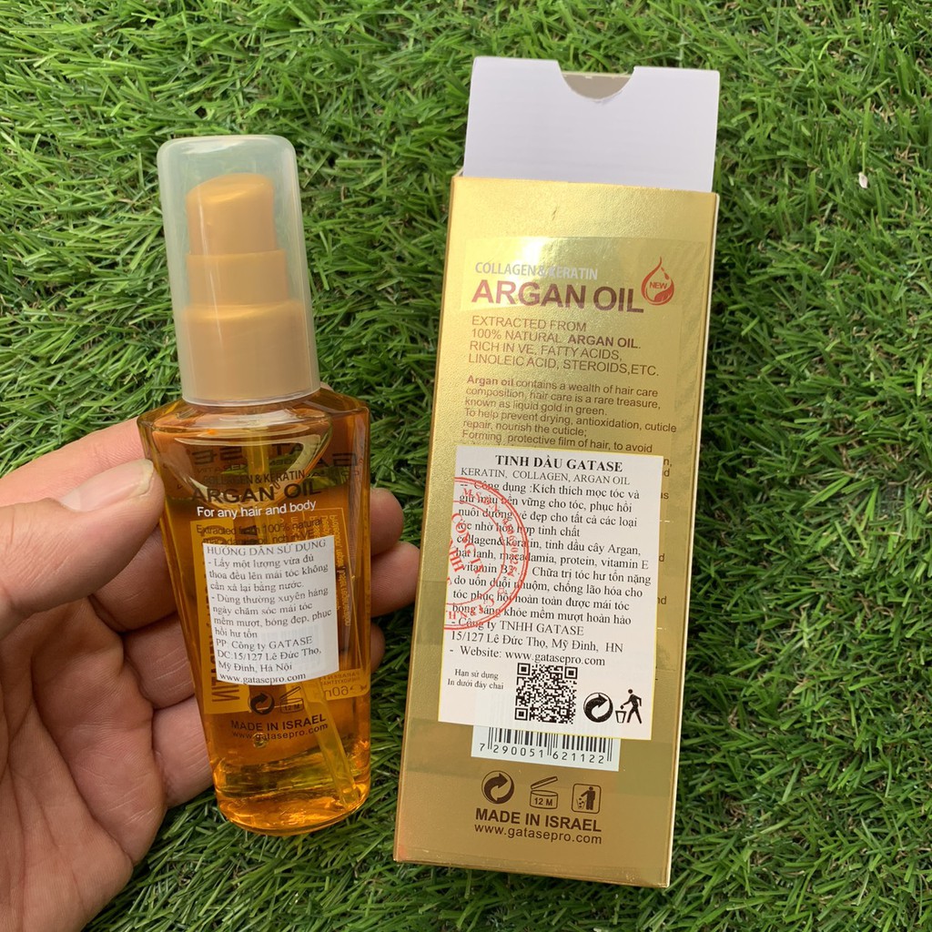 Tinh dầu dưỡng tóc GATASE COLLAGEN KERATIN ARGAN OIL 60ml