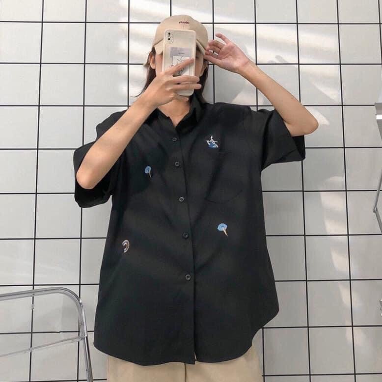 Áo Sơ Mi Form Rộng Thêu Nổi BELE Nam Nữ Unisex