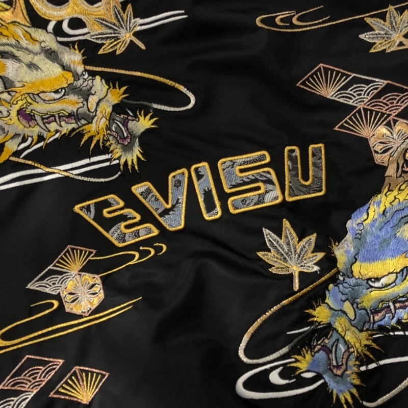 Áo khoác phao nam hoạ tiết rồng thêu tinh xảo thương hiệu Evisu cao cấp