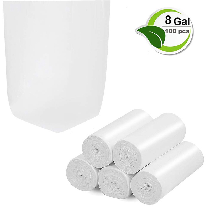 Set 100 Túi Đựng Rác 8 Gallon 20-30 L Màu Trắng Tiện Dụng Cho Nhà Bếp