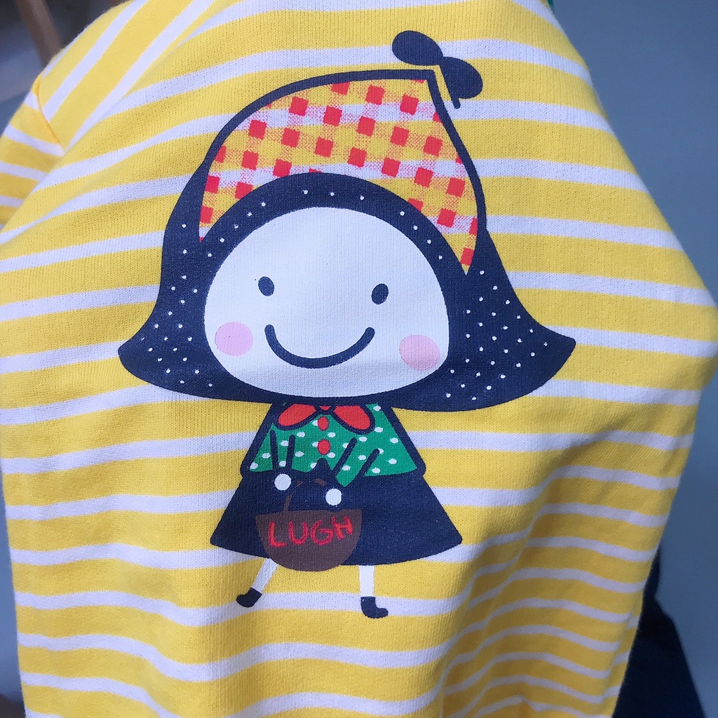 Bộ nỉ da cá Allo Lugh áo kẻ vàng quần xanh than Nga Fish B8NK5