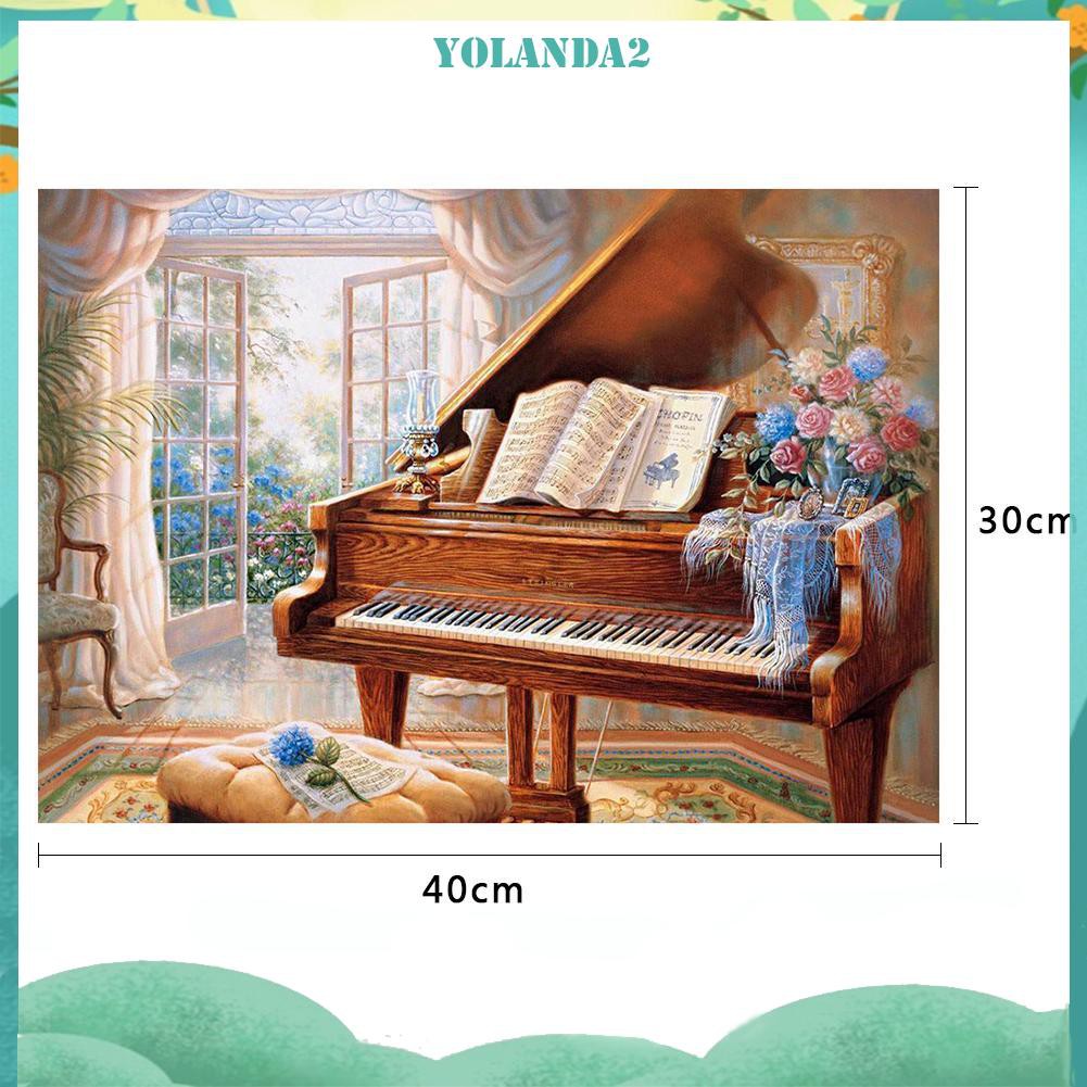 Bộ tranh đính đá tự làm hình đàn piano nghệ thuật trang trí nhà