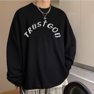 Sweater , hoodie chất nỉ bông dày dặn in chữ trust god , form rộng dáng basic