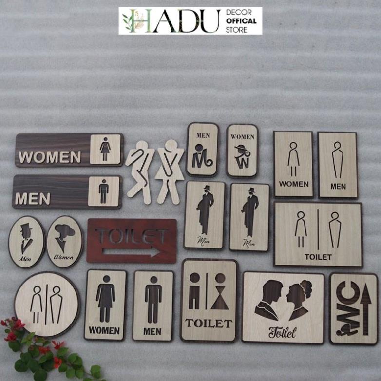 Bảng Gỗ Vintage Decor Toilet - WC Nam Nữ - Resroom Chỉ hướng nhà vệ sinh - HaduDecor