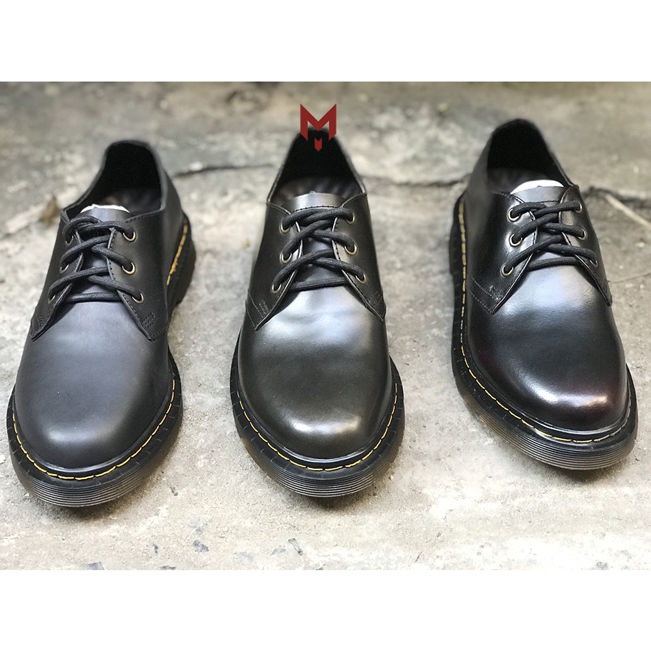 Giày nam da bò cao cấp dr.martens 1461 MAD Shoes Đen Bẻ Đỏ