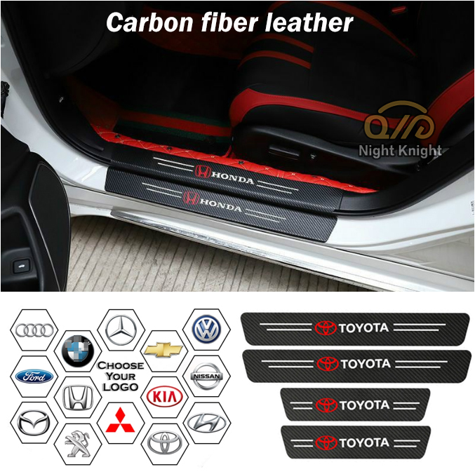 Carbon Fiber leather Threshold Protection Sticker Car Door Threshold Sticker Car Threshold Strip Trunk Anti-Stepping Sticker for Suzuki Vitara Swift XL7 Presso Dzire Jimny Ciaz Celerio Ertiga