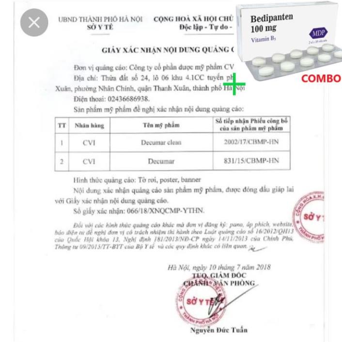 Combo Bedipanten 100mg +  Sữa rửa mặt dạng Gel Decumar Clean Advanced 50gr kiểm soát dầu ngừa mụn hiệu quả