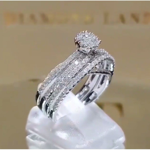 Nhẫn đeo ngón tay đính đá nhân tạo phong cách Âu Mỹ thời trang dành cho cặp đôi