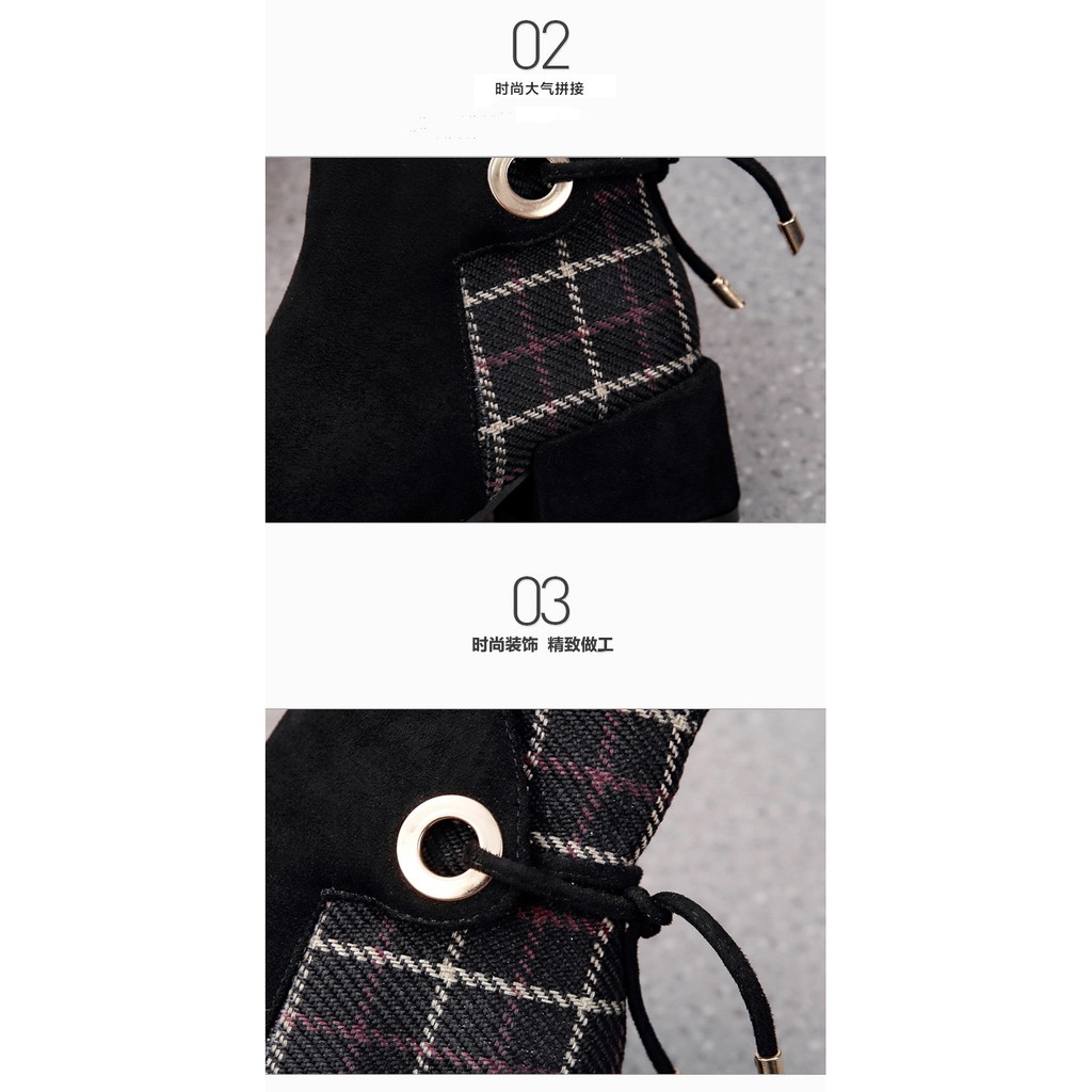 Boot Nữ Martin phong cách Anh quốc gót thô đế vừa 4cm có dây buộc phía sau | BigBuy360 - bigbuy360.vn