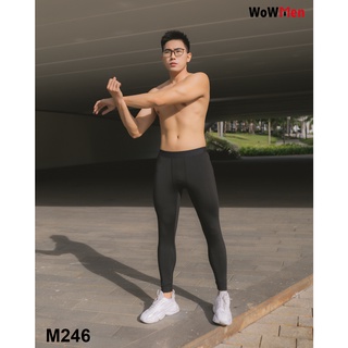 Quần dài thun legging nam bó cơ thể thao đen - m246