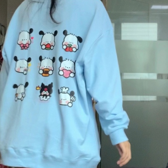 ZHELIHANGFEI   Áo Sweater Tay Dài Dáng Rộng Phong Cách Học Sinh Dễ Phối Đồ