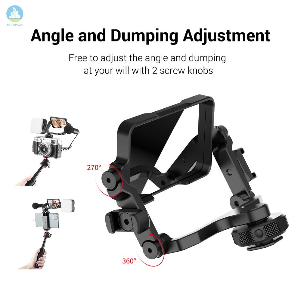 MI   Ulanzi PT-14 Camera Flip Mirror Bracket Selfie Vlog 360 Degree Rotation Mount with Cold Shoe 1/4 Inch Screw Hole for Mirrorless Camera Action Camera Smartphone