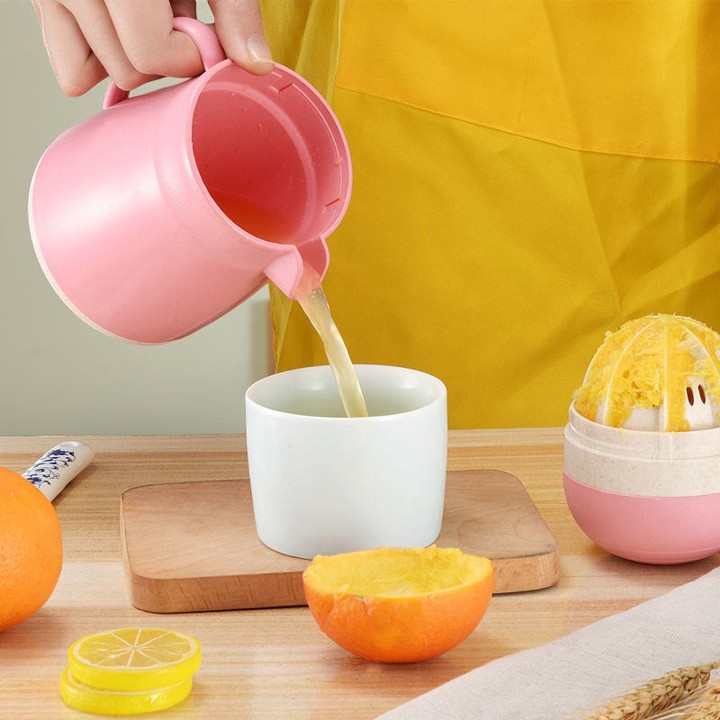 Dụng Cụ Vắt Cam Kiêm Ép Hoa Quả 2In1 Bằng Tay Nhựa Lúa Mạch An Toàn, Tiện Dụng, Có Nắp Đậy Và Vòi Tiện Dụng