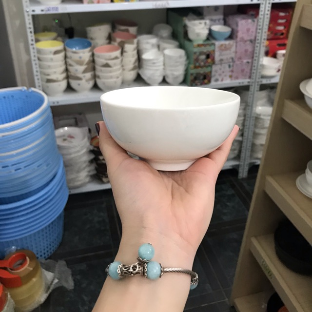 Bộ 6 bát cơm trắng trơn - gốm tráng men