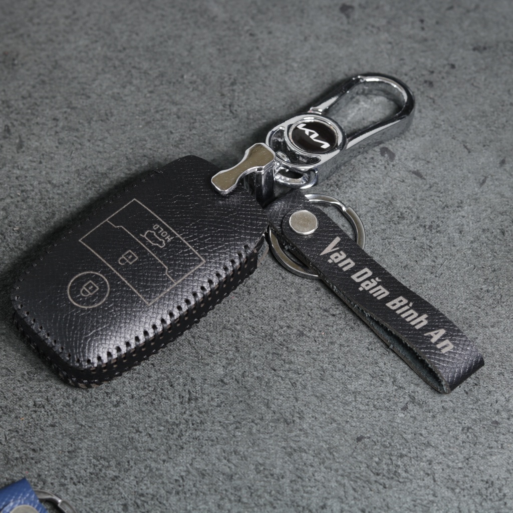 Bao da bọc ốp chìa khoá xe ô tô KIA Seltos Soluto Morning Cerato 2016-2018 da bò nhiều màu khâu thủ công KIA5