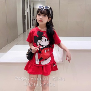 Set mickey quần xoè váy cho bé gái