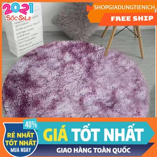 Thảm lông loang hình tròn trang trí- màu tím