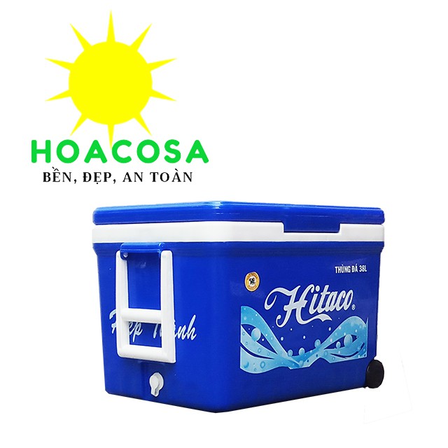 Thùng Đá Có Bánh Xe 38 Lít (38L) Hitaco-Có Vòi Xả Nước, Giữ Lạnh Lâu,Đồ gia dụng Hoacosa.