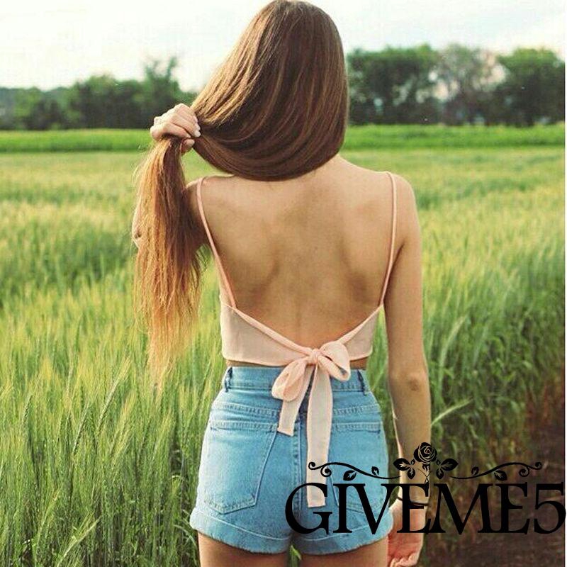 Áo hai dây nữ phối nơ hở lưng quyến rũ