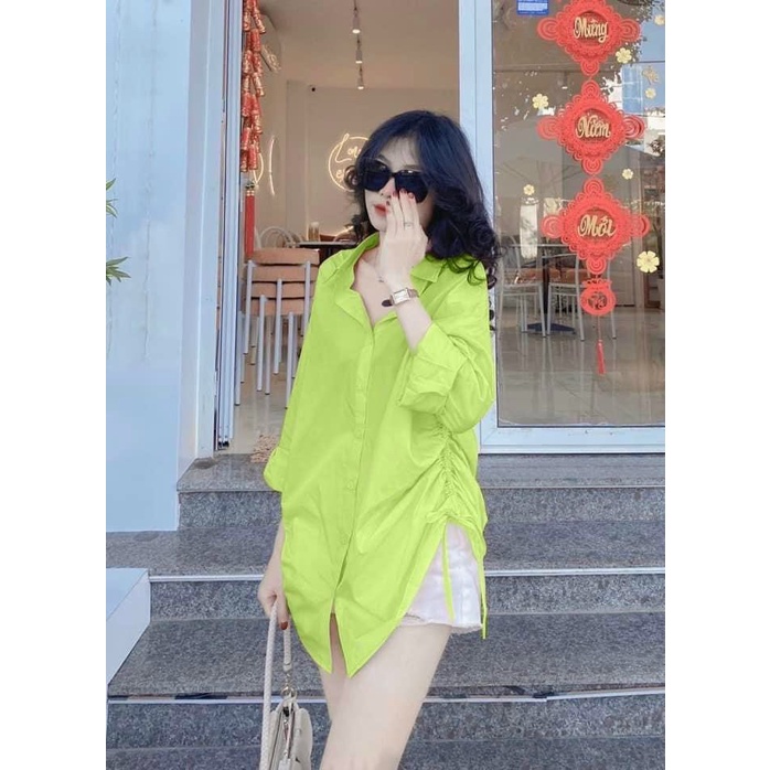 Sét áo sơmi rút dây phom dài kèm quần ngắn siêu hot