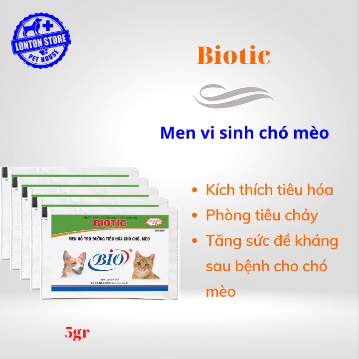 BIO Biotic - Combo 5 gói Men Tiêu Hóa Hỗ Trợ Đường Tiêu Hóa Cho Thú Cưng- Lonton store &amp; Bio