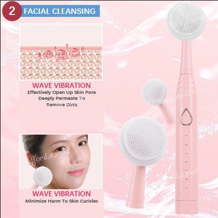 Máy rửa mặt tích hợp mát xa da mặt và bàn chải đánh răng bằng điện 3 trong 1 có 6 chế độ tiện lợi