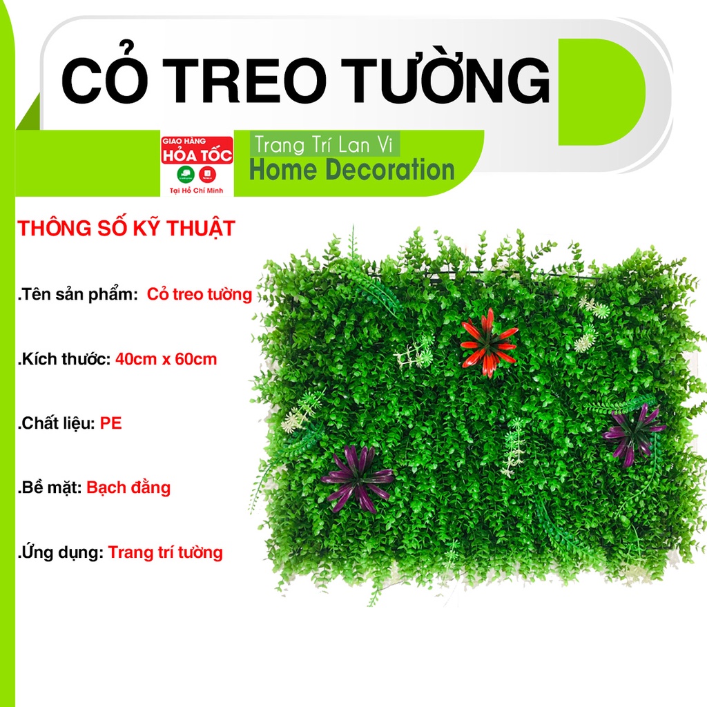 Cỏ nhân tạo tai chuột treo tường hoa Bạch Đàn, trang trí khung tường cửa sổ nhà cửa