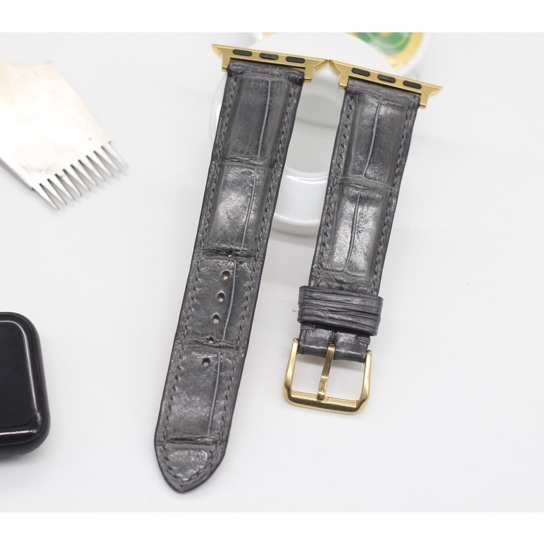 DÂY ĐEO APPLE WATCH Mặt 38/40/41mm 42/44/45mm Các Series SE 7/6/5/4/3/2 II DÂY ĐỒNG HỒ DA CÁ SẤU VÂN BỤNG  SANG TRỌNG