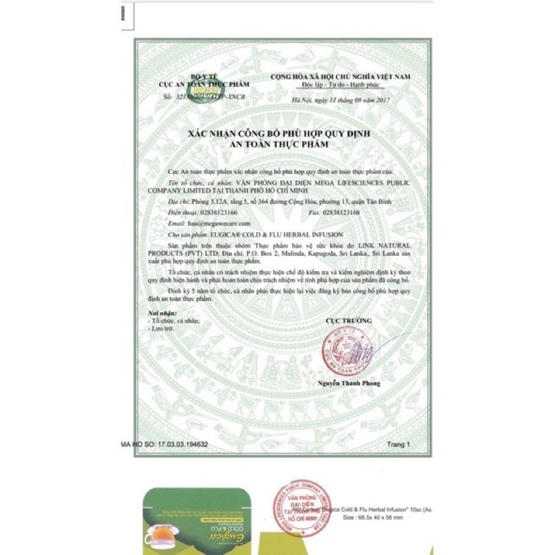 Trà thảo dược Eugica Cold &amp; Flu Herbal Infusion hỗ trợ giảm cảm lạnh, đau đầu, sổ mũi, nghẹt mũi, đau họng - Hộp 10 gói