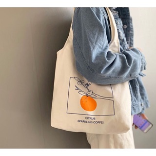 [Sẵn] Túi tote Ulzzang 2 quai đeo vai QUẢ CAM QUẢ ĐÀO xách xinh xắn